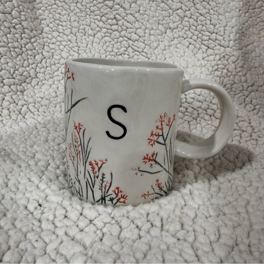 Anthropologie “S” Monogram Floral Initial Mug